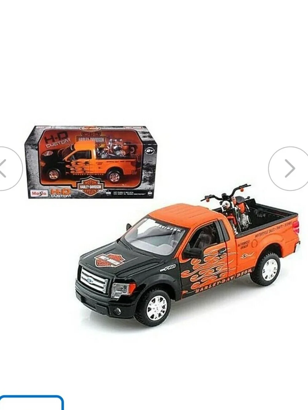 Harley-Davidson Orange and Black Pickup with Mini Motorcycle